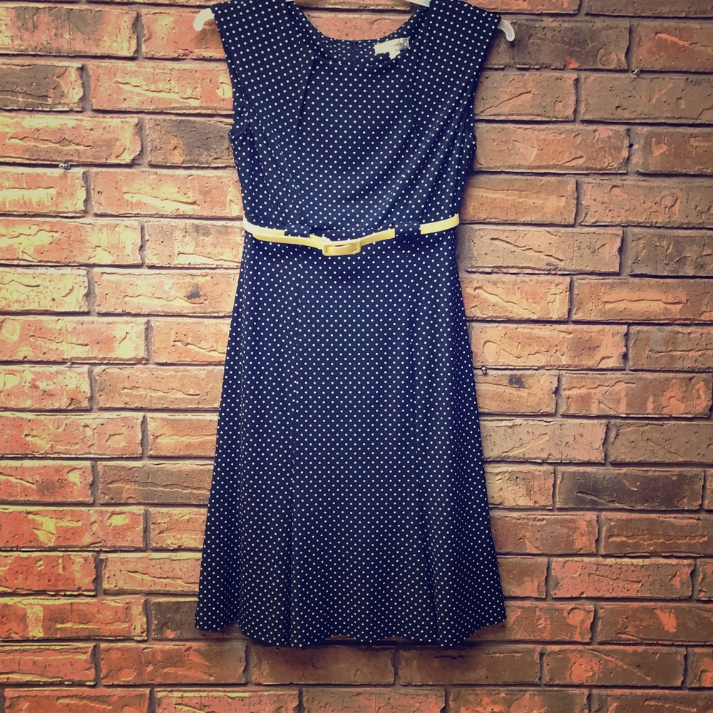 Vintage Inspired Navy Polka Dot Dress